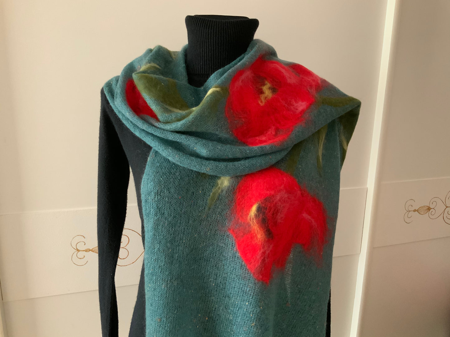 Shawl with felting