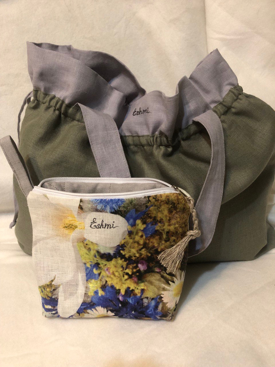 Cosmetic bag made of natural linen