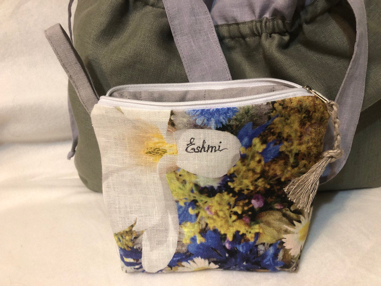 Cosmetic bag made of natural linen