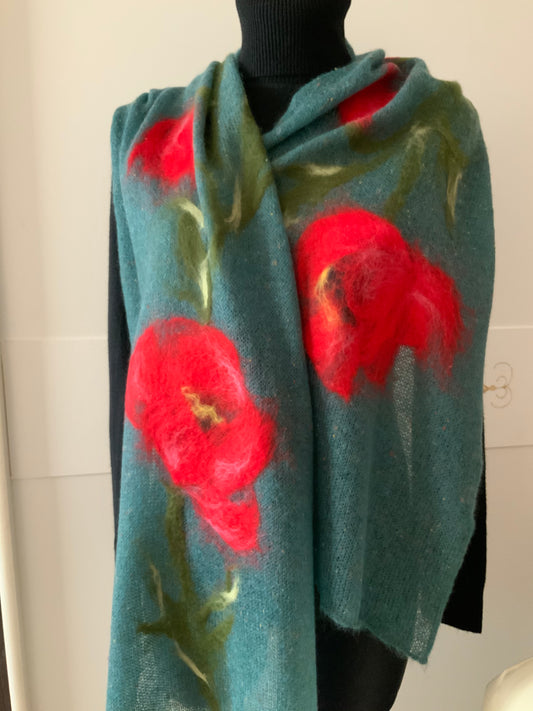 Shawl with felting