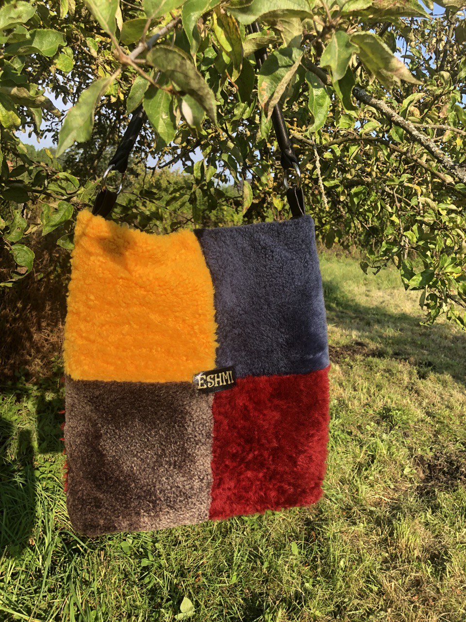 Handbag Natural leather Natural fur ESHMI Premium
