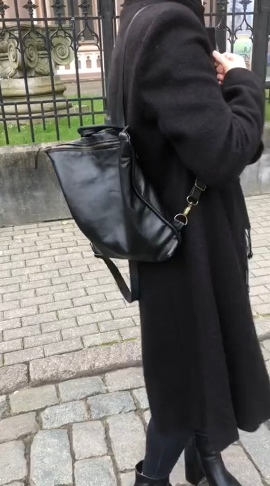 Premium Leather Black Backpack ESHMI