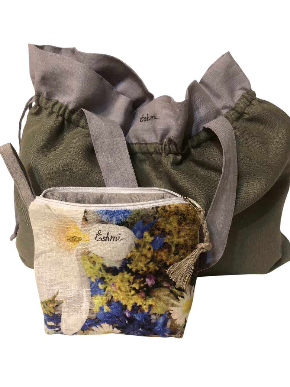 Cosmetic bag Natural linen ESHMI Premium